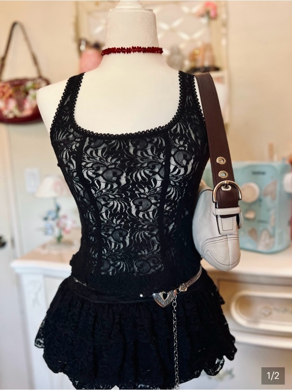 Black Lace Tank Top - Women's Sleeveless Lace Shell